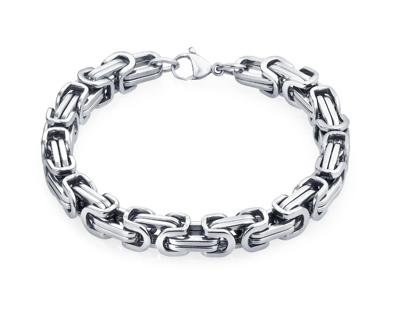 Men's 10mm Byzantine Bracelet Stainless Steel 
