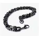 Big Men's 10mm Black Stainless Steel Byzantine Bracelet 