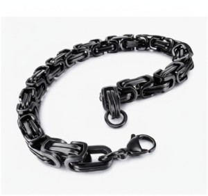 Big Men's 10mm Black Stainless Steel Byzantine Bracelet Big Men's 10mm Black Stainless Steel Byzantine Bracelet - Product Image