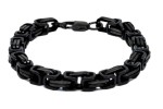 Big Men's 10mm Black Stainless Steel Byzantine Bracelet 