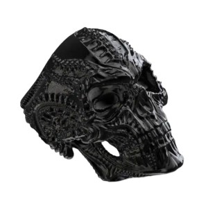 Big Men's Stainless Steel Black Skull Ring Sizes 8 - 13 - Product Image