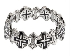 Biker Jewelry's Men's Flat Greek Cross Bracelet Stainless Steel 