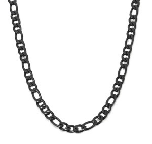 Black 8mm Figaro Chain Necklace Stainless Steel Unisex Black 8mm Figaro Chain Necklace Stainless Steel Unisex - Product Image