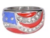 American Flag Ring "USA" with Bling Ladies Stainless Steel Band  Sizes 5 - 10