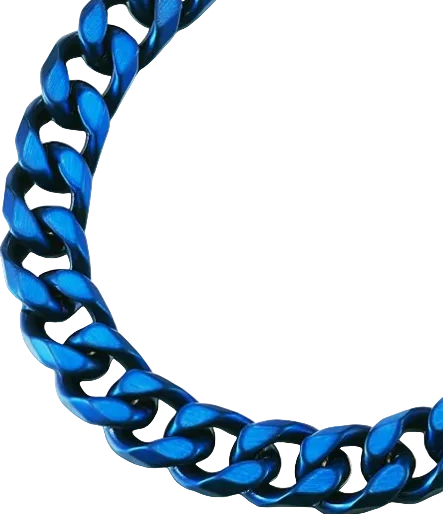 9mm Blue Cuban Link Chain Men's Necklace Stainless SteelFREE SHIPPING