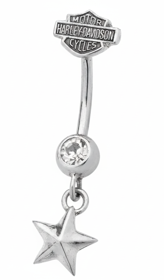 Body Jewelry Harley-Davidson&amp;reg; Star Dangle B&amp;S Logo Bling Navel Ring HDZ0032