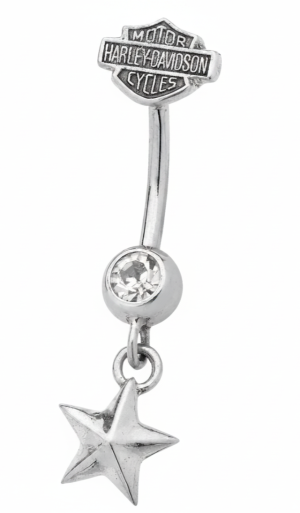 Body Jewelry Harley-Davidson&reg; Star Dangle B&S Logo Bling Navel Ring HDZ0032