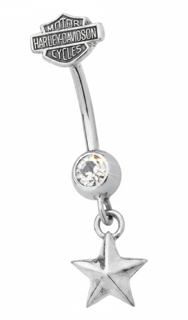 Body Jewelry Harley-Davidson&amp;reg; Star Dangle B&amp;S Logo Bling Navel Ring HDZ0032
