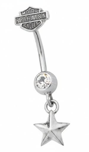 Body Jewelry Harley-Davidson&amp;reg; Star Dangle B&amp;S Logo Bling Navel Ring HDZ0032