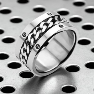 Chain Spinner Ring Stainless Steel Wide Band  Sizes 9 - 15 