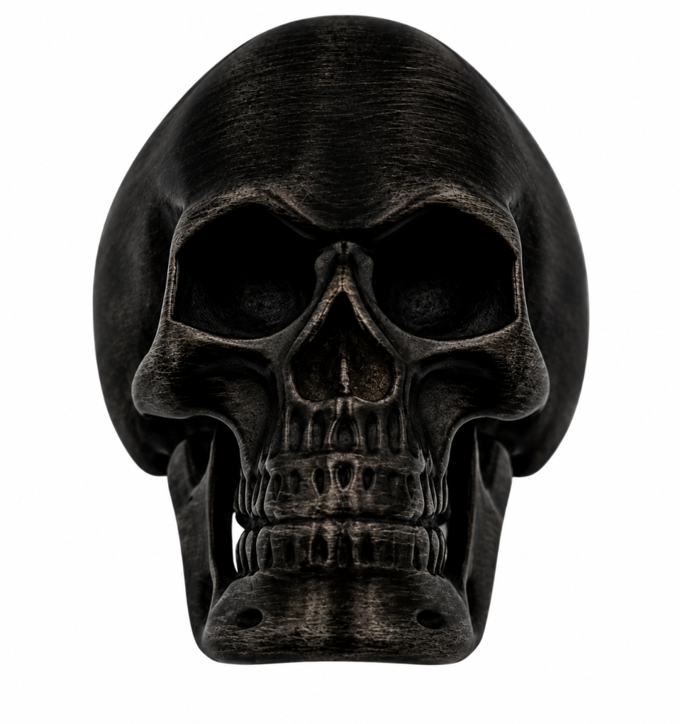 Charcoal Black Skull Ring Men's Biker Stainless Steel