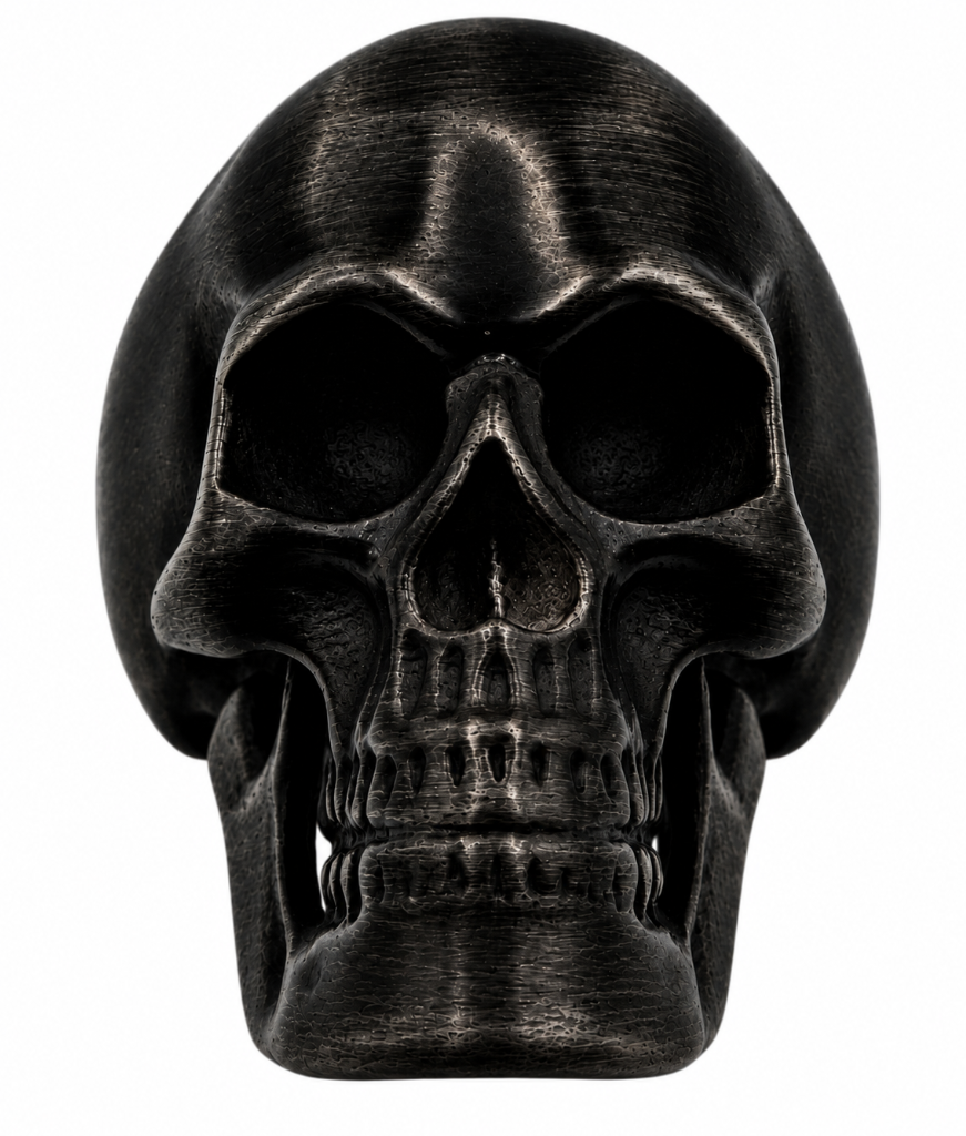 Charcoal Black Skull Ring Men's Biker Stainless Steel