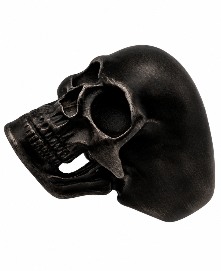 Charcoal Black Skull Ring Men's Biker Stainless Steel