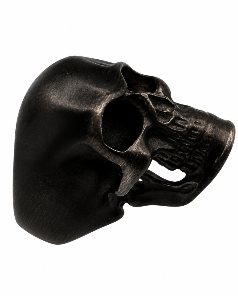 Charcoal Black Skull Ring Men's Biker Stainless Steel