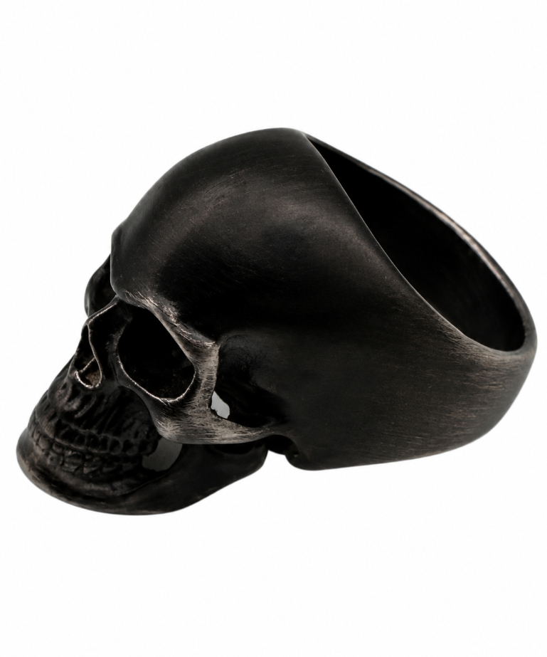 Charcoal Black Skull Ring Men's Biker Stainless Steel