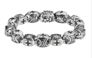 Designer Square Bracelet Unisex Greek Cross Stainless Steel  - Product Image