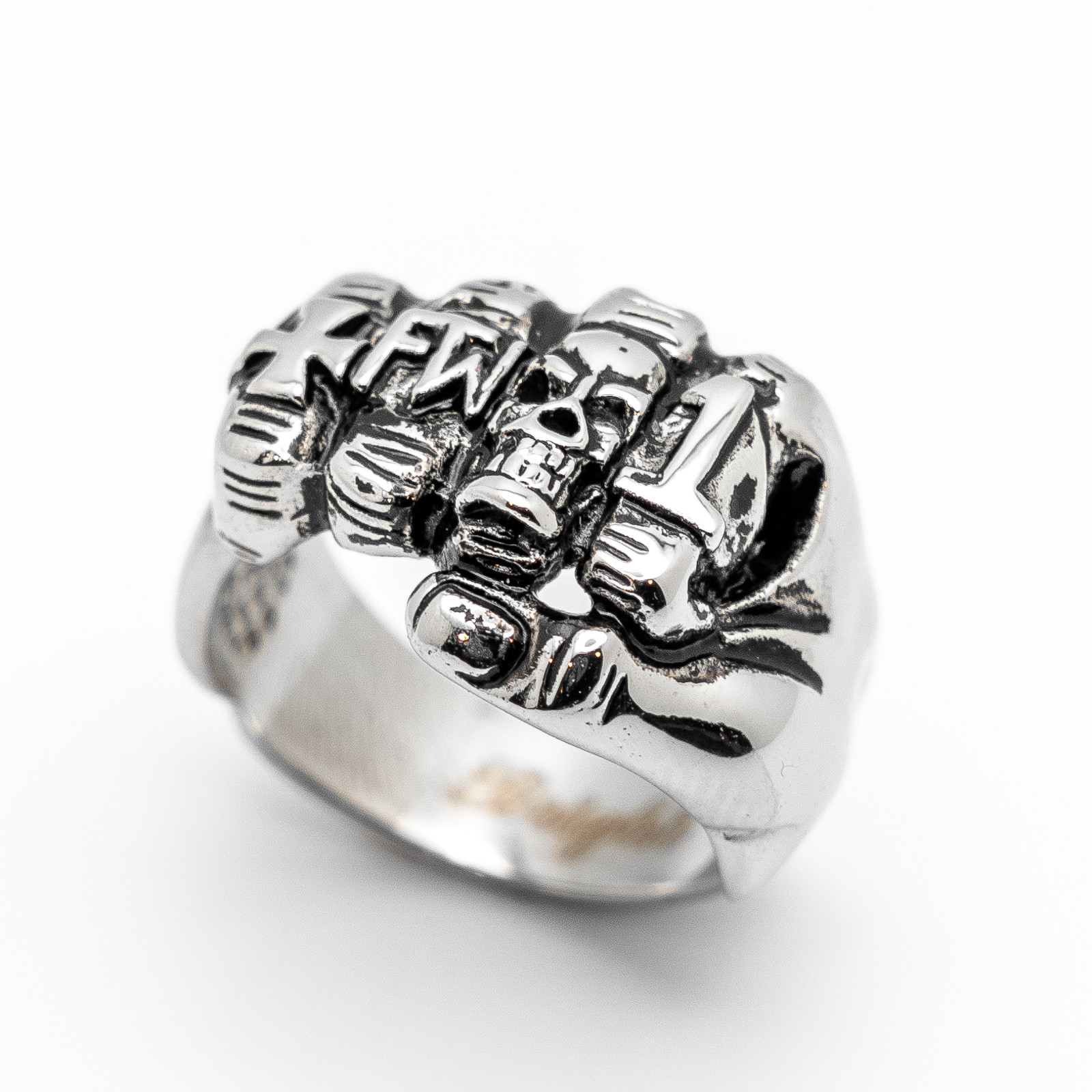 Unisex Fist Ring-"FTW" Biker Stainless Steel Ring Sizes 8-16 - Product Image