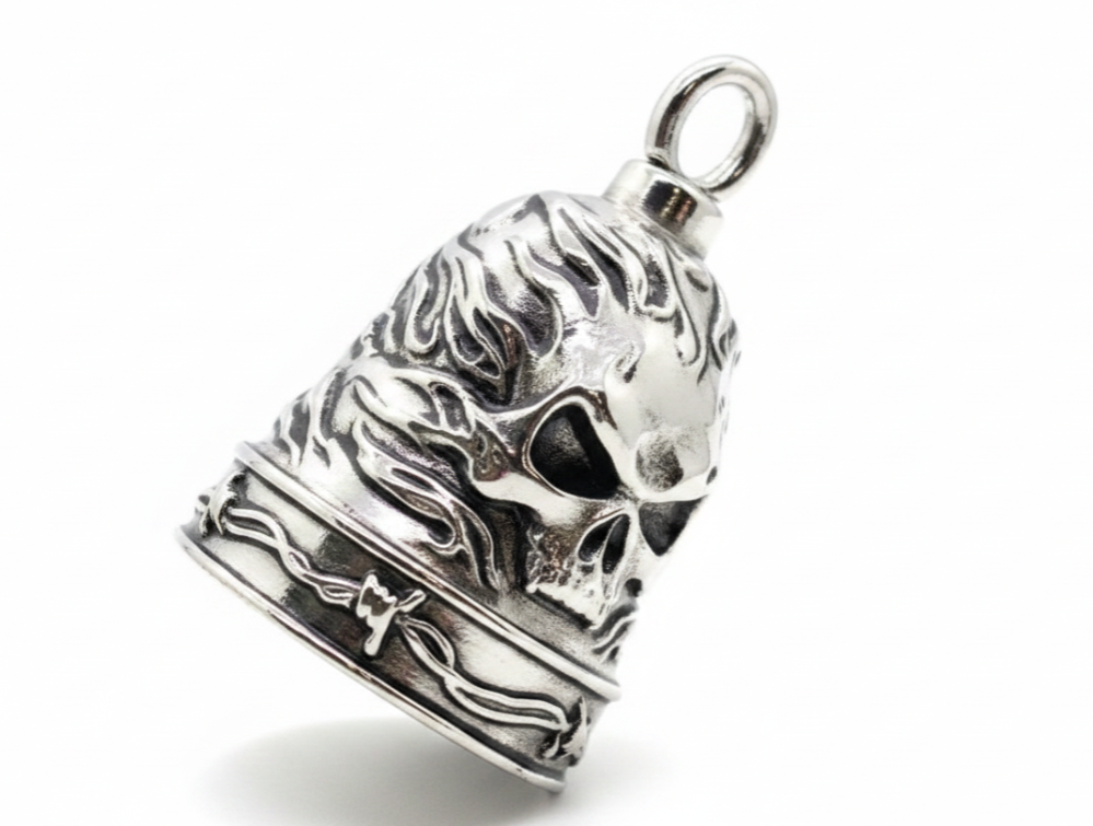 Flaming Skull Ride Bell Motorcycle Bell Stainless Steel 