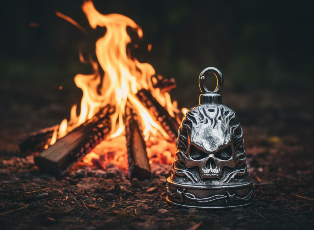 Flaming Skull Ride Bell Motorcycle Bell Stainless Steel 