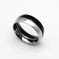 Unisex Fusion Ring Two Tone Black & Silver Comfort Fit Band Unisex Wedding Band Stainless Steel  Sizes 5-13 