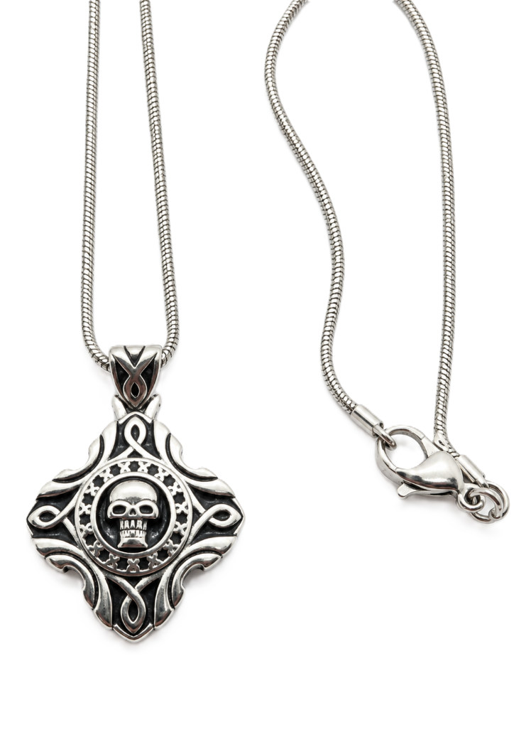 Gothic Skull Necklace Unisex Pendant &amp; Chain Stainless Steel