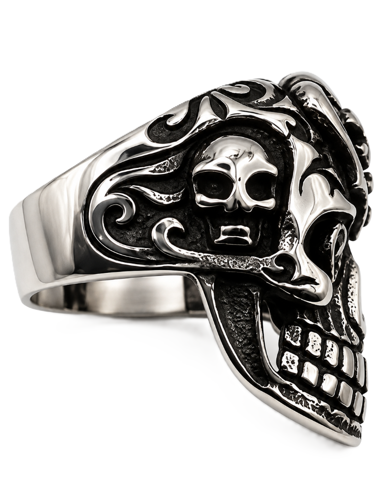 Gothic Skull Ring with Blue or Red Eyes Men's Biker Stainless Steel SR36
