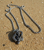 Grim Reaper Pendant on 2mm Rope Chain Unisex Necklace Stainless Steel 
