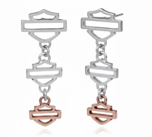 Harley Davidson® 3 Bar & Shield Logos Post Dangle Earrings Sterling SilverHDE0000 Harley Davidson® 3 Bar & Shield Logos Post Dangle Earrings Sterling SilverHDE0000 - Product Image