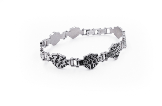 Harley Davidson&amp;reg; Bar &amp; Shield Logo Repeating Link Bracelet Stainless Steel HSB0012