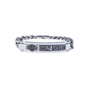Harley Davidson&reg; Curb Link Bar & Shield Logo ID Bracelet Stainless SteelHSB0144  - Product Image