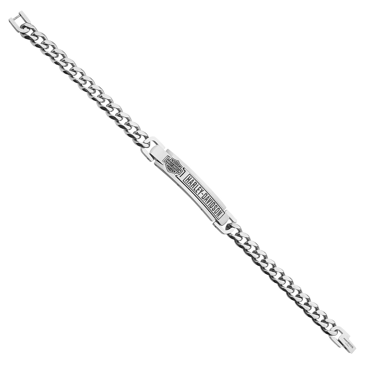Harley Davidson&reg; 7mm Curb Link Bar & Shield Logo ID Bracelet Stainless SteelHSB0144 - Product Image
