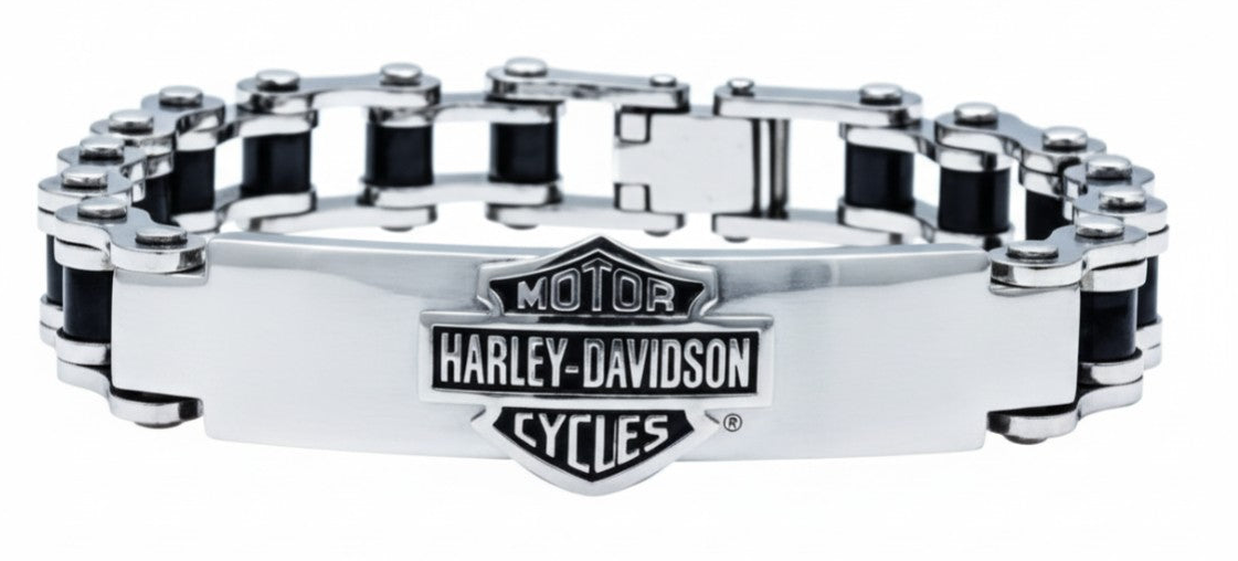Harley-Davidson&amp;reg; ID Style Bike Chain Bar &amp; Shield Logo Bracelet Stainless SteelHSB0071