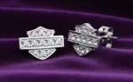 Harley-Davidson&amp;reg; Ladies Bling CZ Bar &amp; Shield Logo Post Earrings Sterling Silver HDE0228