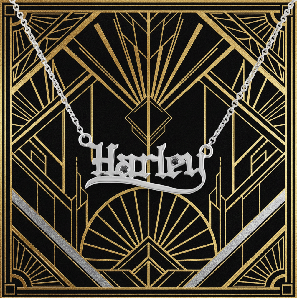 Harley-Davidson&amp;reg; Old English Script "Harley" Sterling Silver Bling Necklace  HDN0422