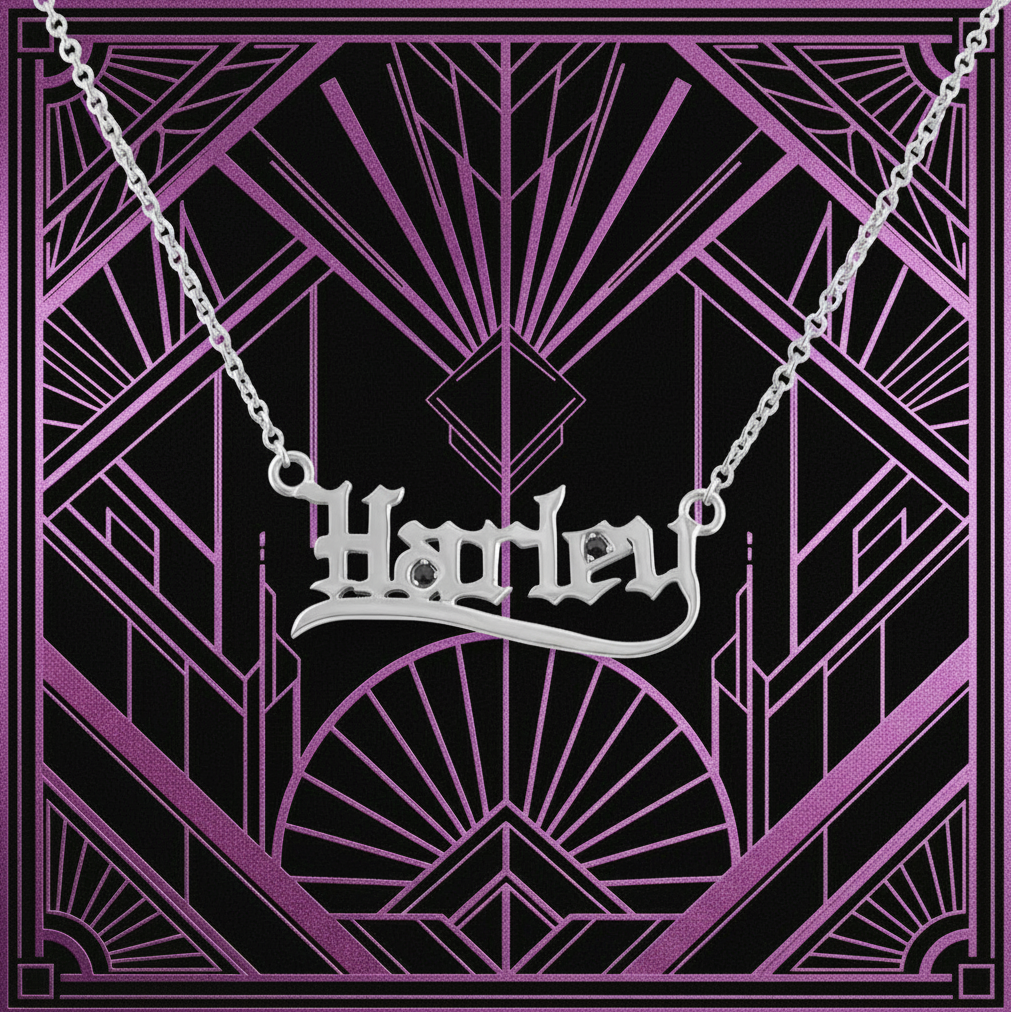 Harley-Davidson&amp;reg; Old English Script "Harley" Sterling Silver Bling Necklace  HDN0422
