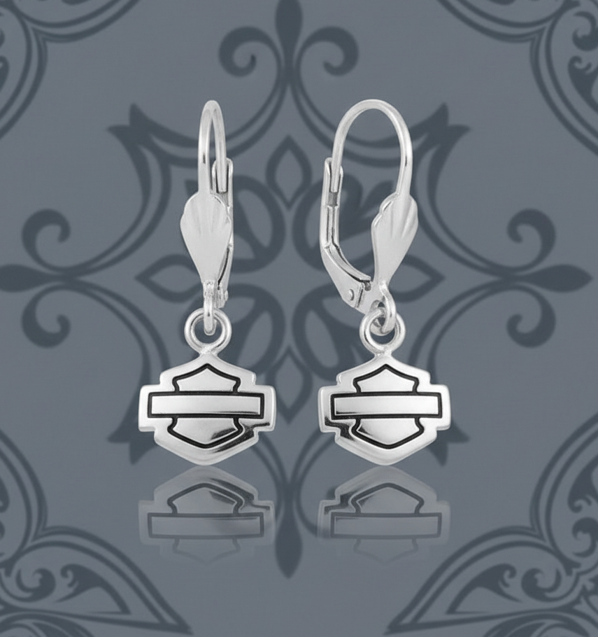 Harley-Davidson&amp;reg; Outline Bar &amp; Shield Logo Dangle Earrings Sterling Silver  HDE0284