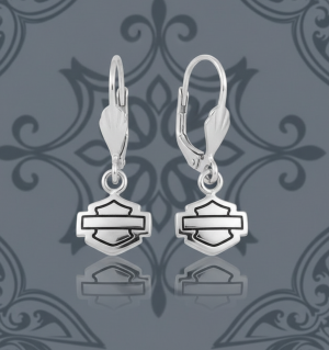 Harley-Davidson&amp;reg; Outline Bar &amp; Shield Logo Dangle Earrings Sterling Silver  HDE0284