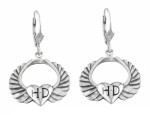 Harley-Davidson&amp;reg; Winged H-D&amp;reg; Heart Earrings Lever Back Sterling Silver