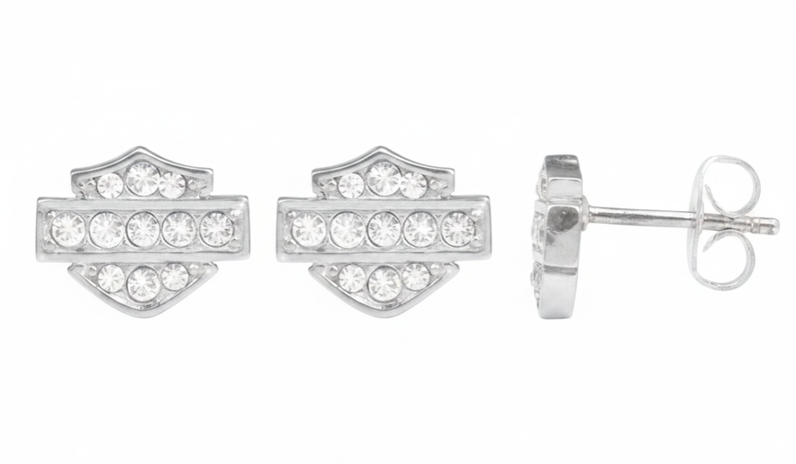  Harley-Davidson&amp;reg; Women's Bling Bar &amp; Shield Logo Post Earrings HDE0282
