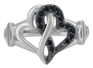 Harley-Davidson&reg; Ladies Black & White Infinity Hearts Ring Sterling Silver HDR0557 - Product Image