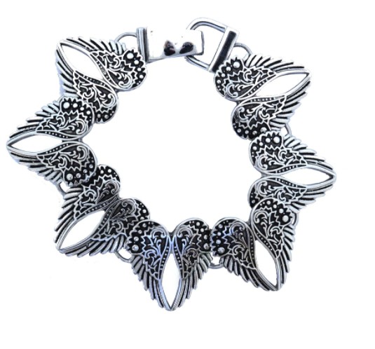 Heart & Angel Wings Biker Ladies Bracelet Stainless Steel Biker Jewelry Heart & Angel Wings Biker Ladies Bracelet Stainless Steel Biker Jewelry - Product Image