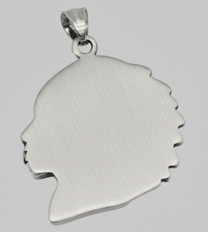 Heavy, Big Native Indian Chief Pendant / 4mm Rope Chain Stainless Steel SP77-R