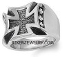 Men's Black Iron Cross Ring Biker Ring Heavy-Duty Stainless-Steel Sizes 9-16