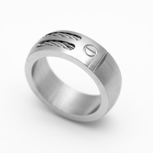 Inlaid Cable & Bolt Ring Unisex Wedding Band Sizes 8-13 Inlaid Cable & Bolt Ring Unisex Wedding Band Sizes 8-13 - Product Image