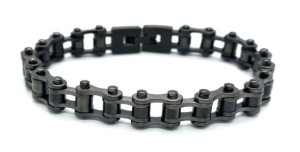 Ladies 8mm Gunmetal / Distressed Stainless Steel Motorcycle Bike Chain Bracelet   - Product Image