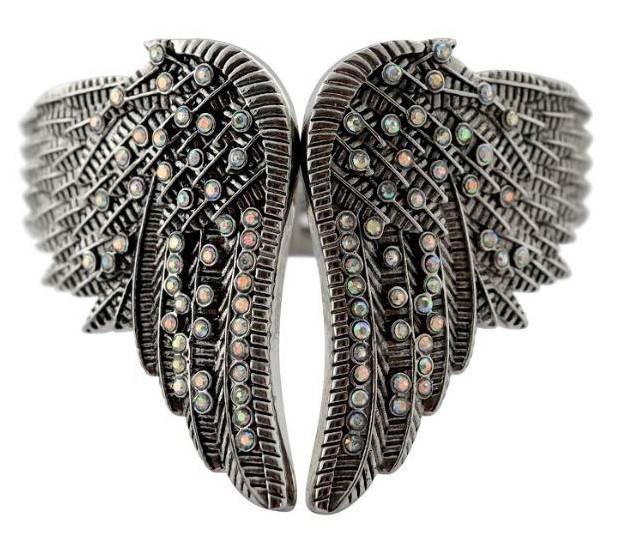 Ladies Angel Wing Stainless Steel Cuff Bangle Bracelet Iridescent Ladies Angel Wing Stainless Steel Cuff Bangle Bracelet Iridescent - Product Image