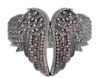 Ladies Angel Wing Stainless Steel Cuff Bangle Bracelet Pink 
