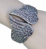 Ladies Angel Wing Stainless Steel Cuff Bangle Bracelet Pink 