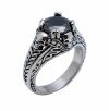 Ladies Black Solitaire Skull Ring Lady Biker Stainless Steel Sizes 5 - 10