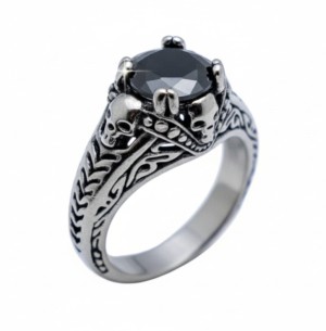 Ladies Black Solitaire Skull Ring Lady Biker Stainless Steel Sizes 5 - 10 Ladies Black Solitaire Skull Ring Lady Biker Stainless Steel Sizes 5 - 10 - Product Image